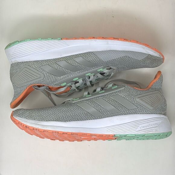 Adidas Cloud-foam sneakers, women’s US 10, gray/peach/seafoam green, preowned - Picture 1 of 11